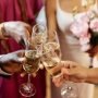 Toasting with Champagne glasses during wedding reception party Toasting with Champagne glasses during wedding reception party
